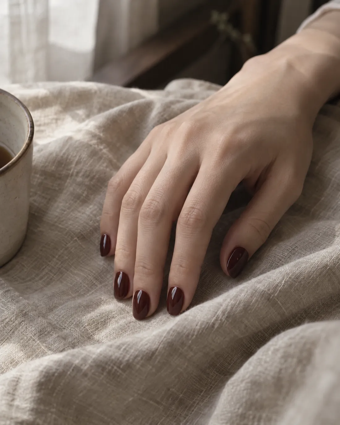 同じ手。爪は深い赤茶